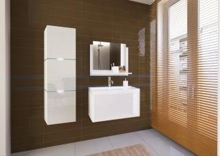 Koupelnová stěna SIMA + umyvadlo 7 - Bílý lesk