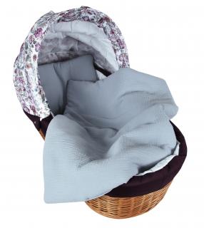 Mušelínový polštářek + deka do kočárku - šedá