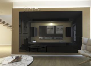 Obývací stěna LUCY 1, 240 cm - Černý lesk