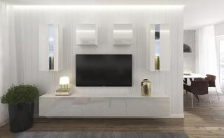 Obývací stěna SEATTLE 5, 249 cm - Bílý lesk