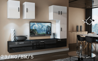 Obývací stěna Sia 5 - Bílo/černý lesk