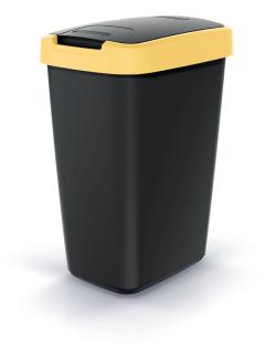Odpadkový koš COMPACTA Q černý se světle žlutým víkem, objem 12l