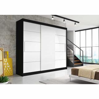 Šatní skříň Alba bez zrcadla (250 cm) Barva dřeva: Černá + Bílá