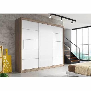 Šatní skříň Alba bez zrcadla (250 cm) Barva dřeva: Sonoma/Bílá