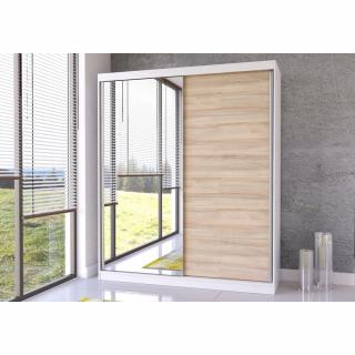 Šatní skříň Bella (183 cm) Barva dřeva: Bílá + Sonoma