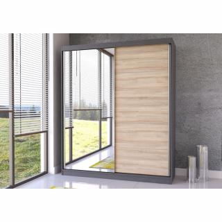 Šatní skříň Bella (183 cm) Barva dřeva: Sonoma + Černá