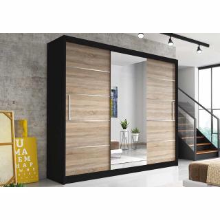 Šatní skříň Multi 23 (233 cm) Barva dřeva: Sonoma + Černá