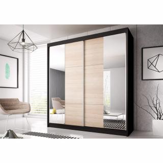 Šatní skříň Multi 36 (233 cm) Barva dřeva: Černá + Sonoma
