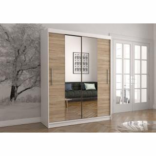 Šatní skříň Neomi 01 (150 cm) Barva dřeva: Bílá + Sonoma
