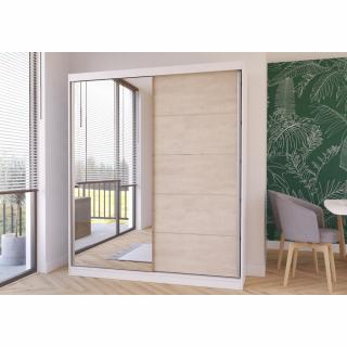 Šatní skříň Silk (183 cm) Barva dřeva: Béžová + Bílá