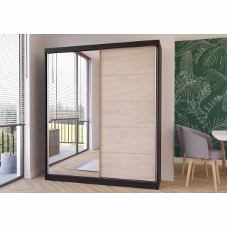 Šatní skříň Silk (183 cm) Barva dřeva: Béžová + Černá