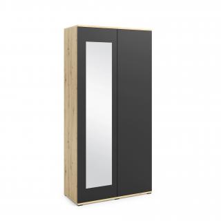 Šatní skříň Trinity 90 cm, se zrcadlem Barva dřeva: Dub Artisan/Černá