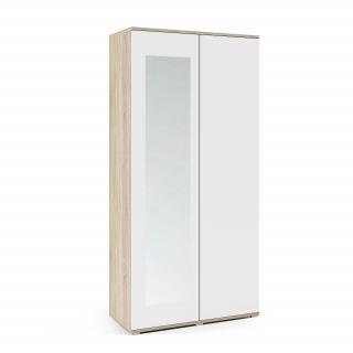 Šatní skříň Trinity 90 cm, se zrcadlem Barva dřeva: Sonoma/Bílá