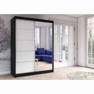 Šatní skříň Vista (150 cm) Barva dřeva: Černá + Bílá