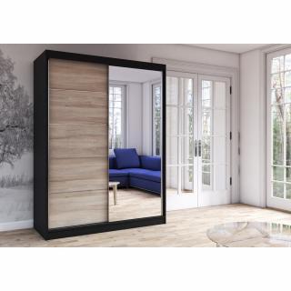 Šatní skříň Vista (150 cm) Barva dřeva: Černá + Sonoma