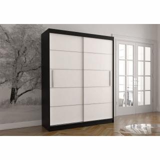 Šatní skříň Vista bez zrcadla (150 cm) Barva dřeva: Černá + Bílá