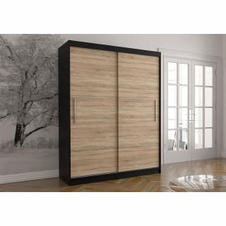 Šatní skříň Vista bez zrcadla (150 cm) Barva dřeva: Černá + Sonoma