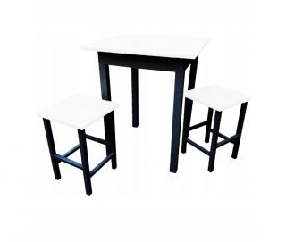 Set - kuchyňský stůl 60 x 60 cm + 2x židle MINI  -  bílá / černá