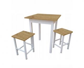 Set - kuchyňský stůl 60 x 60 cm + 2x židle MINI  -  dub artisan / bílá