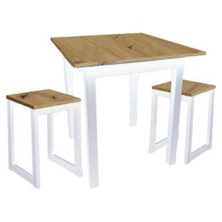 Set - kuchyňský stůl 80 x 60 cm + 2x židle MINI  -  dub artisan / bílá