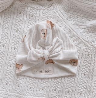 Turban pro miminko - bavlna - medvídek Věk dítěte: 0 - 3 měsíce