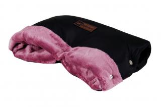 Zimní rukávník na madla kočárku - černá / růžová