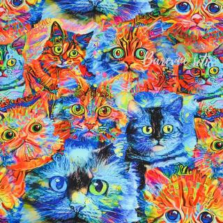 Teplákovina Akvarelové barevné kočky (E) (Luxusní vzory z Turecka)