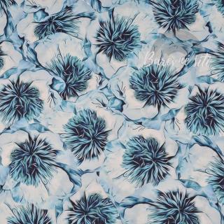 Teplákovina Bohaté modré květy (E) 0,7m/ks (Luxusní vzory z Turecka)