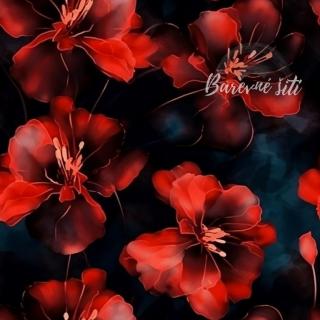 Teplákovina Velké červené rozpité květy (E) (Kvalitní teplákovina Bella)