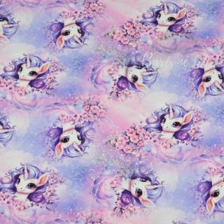 Úplet Jednorožci fialková lila (E) (Luxusní vzory z Turecka)