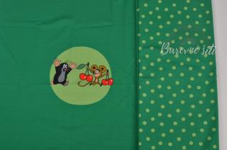 Úplet Krteček balíček - Krtek a myška zelená a zelené puntíky (E) (Licenční krtek z Německa)