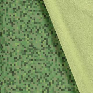 Zimní softshell Zelené kostičky (E) 0,6m/ks (Zimní softshell potištěný)