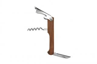 Číšnický otvírák s vývrtkou a nožem - dřevo