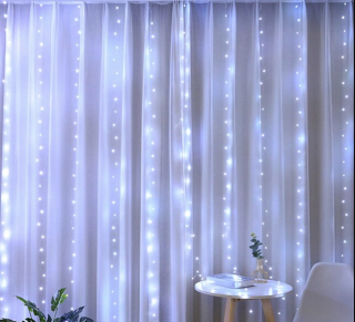 Vnitřní vánoční mikro závěs - Hvězdy 2x1m (200 led) Teplá bílá