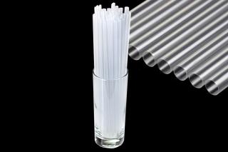 Znovupoužitelná plastová brčka Jumbo (150 ks) Bílá