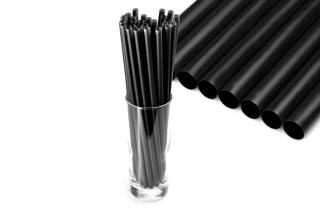 Znovupoužitelná plastová brčka Jumbo (150 ks) Černá