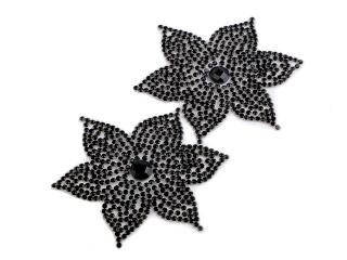 Nažehlovací květ s kamínky, 62 mm barva: černá