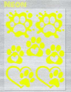 Nažehlovací neonový obrázek - Stopy se srdíčkem barva: žlutá