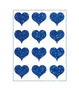 Nažehlovací obrázky třpytivé - Srdce menší barva: modrá