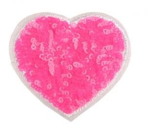 Nažehlovačky Srdce s flitry barva: růžová
