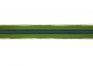 Plátnová stuha zelenozlatá s metaloplastem, šíře 25 mm