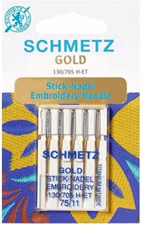 Schmetz jehly Embroidery  Gold 130/705H-ET, velikost 75/11
