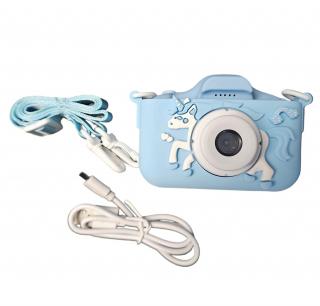 Dětský digitální fotoaparát s motivem jednorožec-modrý