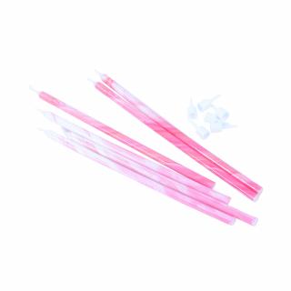 DORTOVÉ SVÍČKY - RŮŽOVOBÍLÝ MARAMOR 18cm 6ks