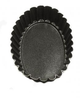Forma na tartaletky OVÁL - hliníková černá délka 11 cm - vlnitý okraj | Trix gomma s.r.l.