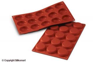 Silikonová forma na koláčky - 15ks kulaté pr. 5 cm (30 ml)  - terakota silikon - Silikomart