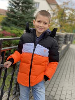 Chlapecká zimní bunda s kapucí GUESS, oranžová SHINY Barva: Mix barev, Velikost: 122