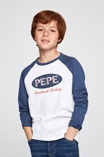 Chlapecké tričko s dlouhým rukávem PEPE JEANS, barevné COLTER Barva: Bílá, Velikost: 176