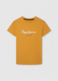 Chlapecké tričko s krátkým rukávem s nápisem, hořčicové PEPE JEANS Barva: Hořčicová, Velikost: 152/158