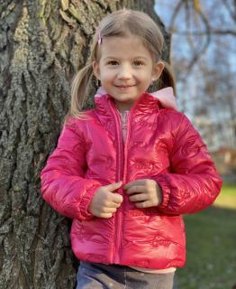 Dětská prošívaná bunda GUESS, sytě růžová BARBIE Barva: Tmavě růžová, Velikost: 98